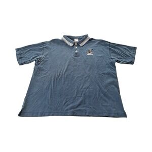Vintage Looney Tunes Daffy Duck Polo Warner‎ Bros. 1999 Men's Size L Blue